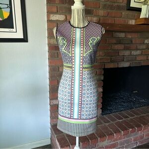 Clover Canyon Geometric Print Scuba Neoprene Bodycon Sleeveless Dress Sz M